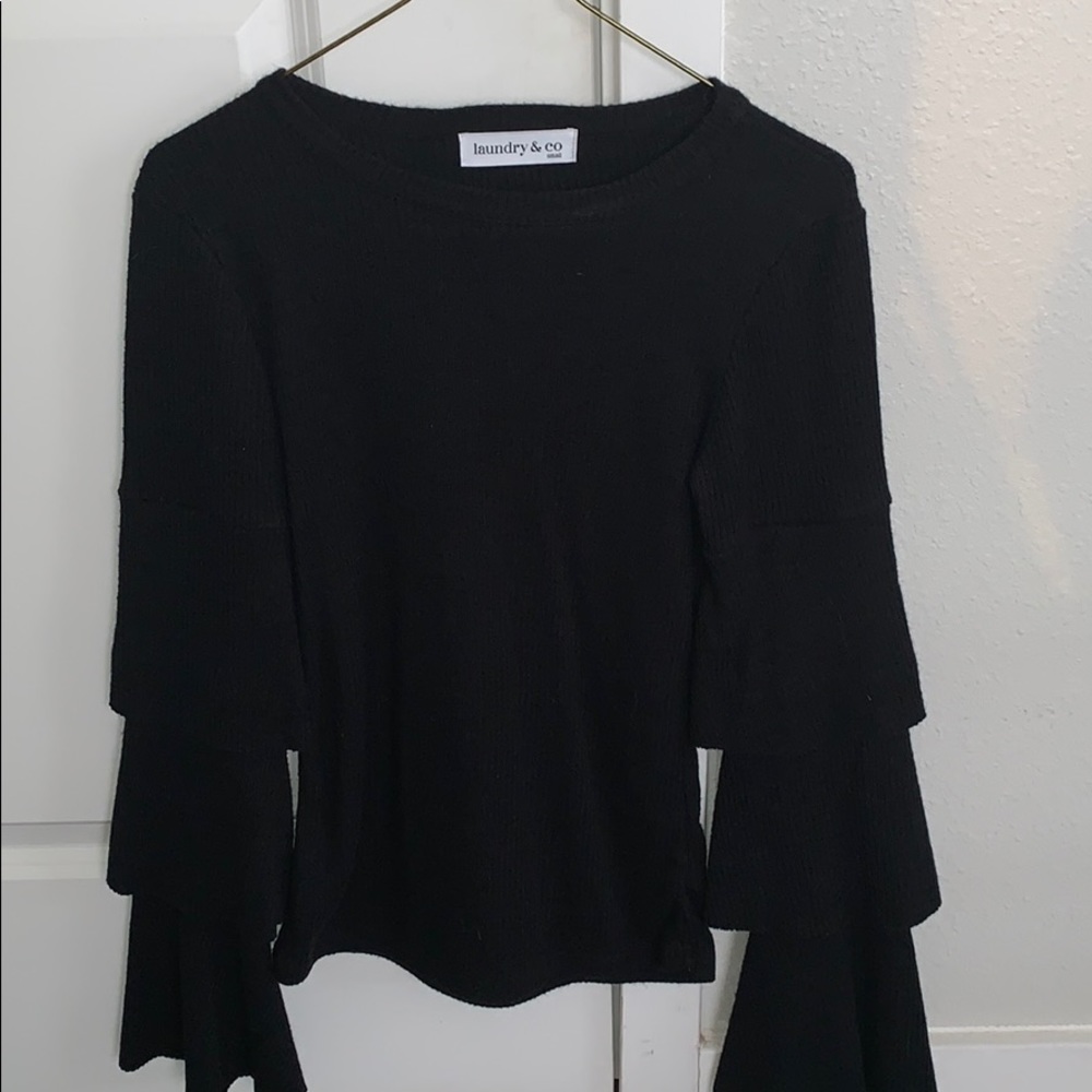 Black bell bottom sleeve blouse